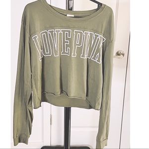 PINK Sz L LOVEPINK long sleeve Crop top Tee